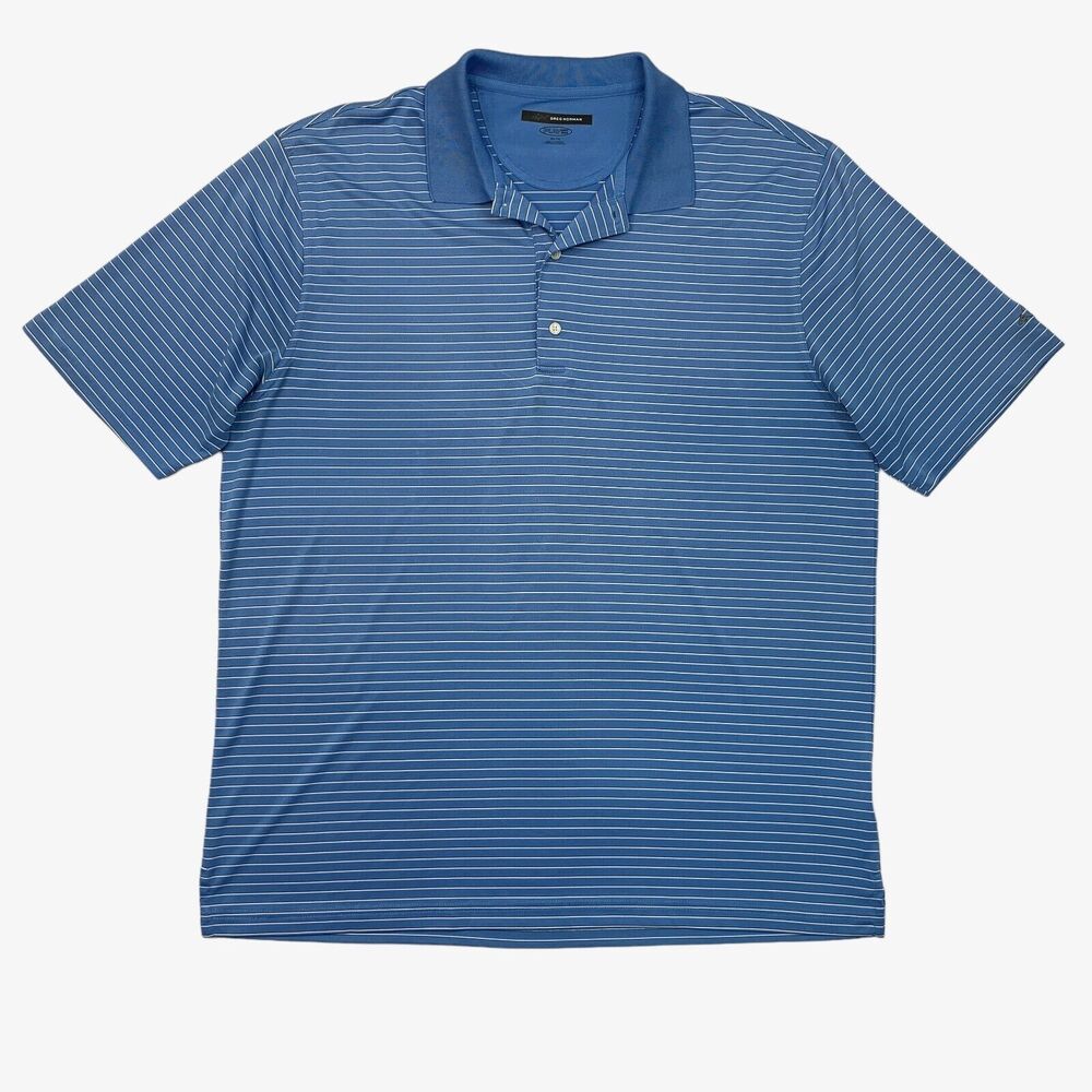 Greg Norman Polo Shirt Men XL Extra Large Copen PlayDry Striped Performance Golf